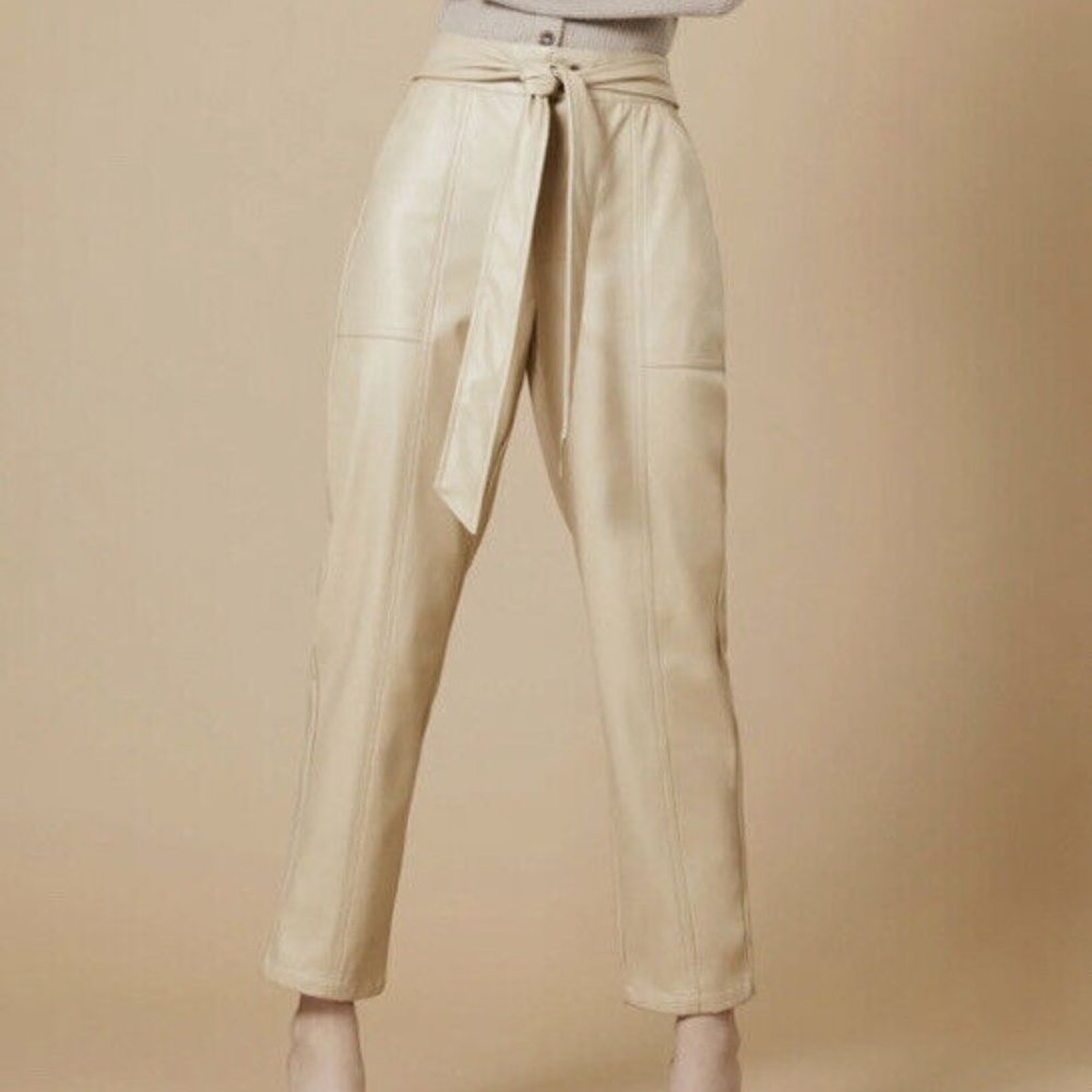 BGBGeneration Womens Faux Leather Pant in Flaxseed - Large